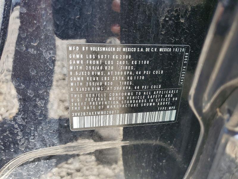 Aukcja sprzedaży 2021 Volkswagen Tiguan, vin: 3VV2B7AXXMM026813, numer aukcji: 59072286