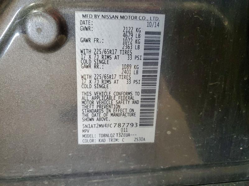 Продажа на аукционе авто 2015 Nissan Rogue, vin: 5N1AT2MV4FC787793, номер лота: 85969005
