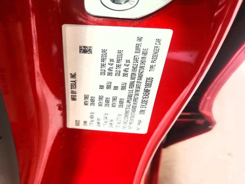 2022 Tesla Model 3 მანქანა იყიდება აუქციონზე, vin: 5YJ3E1EA5NF188335, აუქციონის ნომერი: 59914936