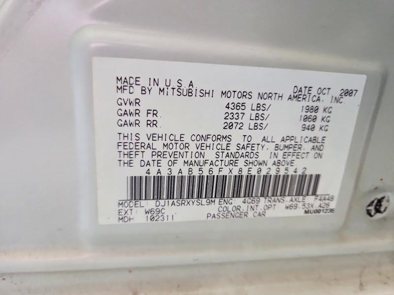 2008 Mitsubishi Galant მანქანა იყიდება აუქციონზე, vin: 4A3AB56FX8E029542, აუქციონის ნომერი: 59794626