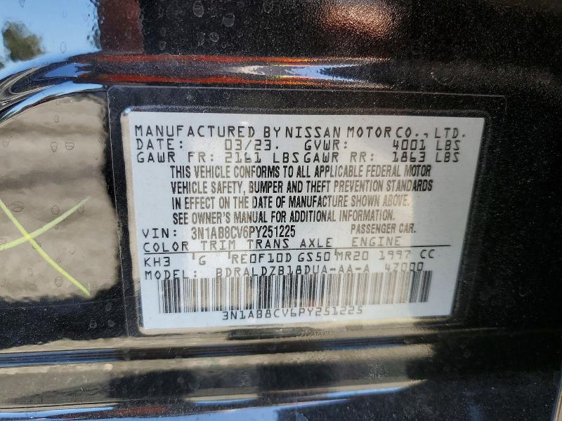 Продаж на аукціоні авто 2023 Nissan Sentra, vin: 3N1AB8CV6PY251225, номер лоту: 62711866
