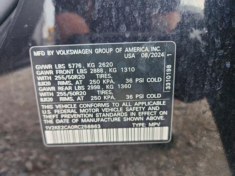 Продажа на аукционе авто 2024 Volkswagen Atlas Cross Sport, vin: 1V2KE2CA0RC258863, номер лота: 62164566