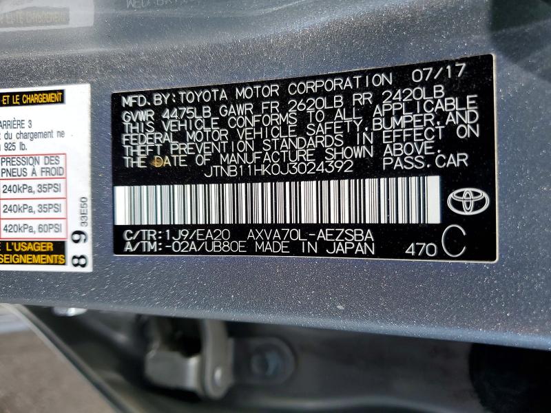 Продаж на аукціоні авто 2018 Toyota Camry, vin: JTNB11HK0J3024392, номер лоту: 60167976