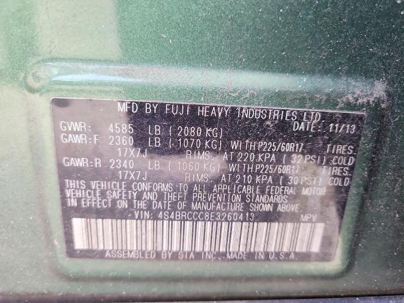 2014 Subaru Outback მანქანა იყიდება აუქციონზე, vin: 4S4BRCCC8E3260413, აუქციონის ნომერი: 62652396