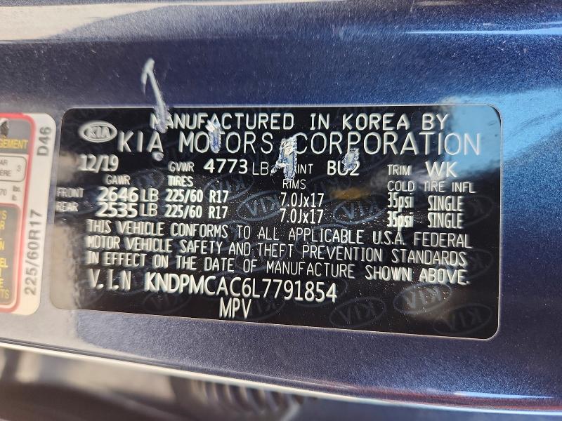 Продаж на аукціоні авто 2020 Kia Sportage, vin: KNDPMCAC6L7791854, номер лоту: 59615366
