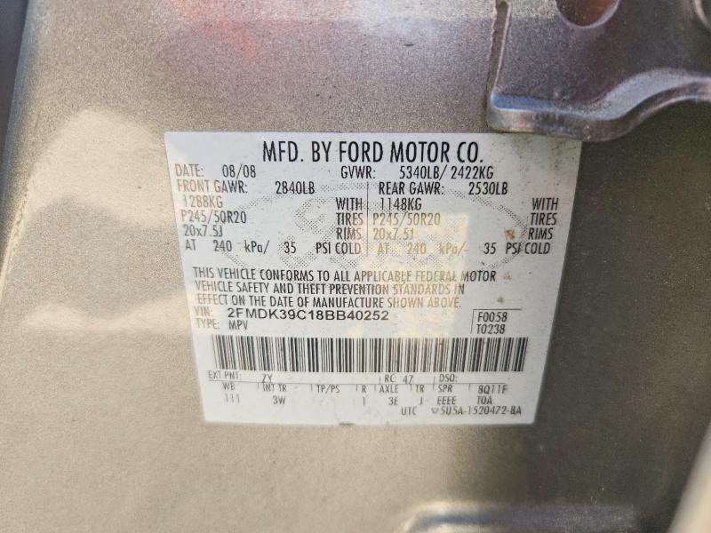Продаж на аукціоні авто 2008 Ford Edge, vin: 2FMDK39C18BB40252, номер лоту: 60919506