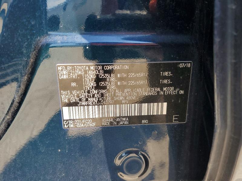 Aukcja sprzedaży 2018 Toyota Rav4, vin: JTMRFREV7JJ243797, numer aukcji: 61169656
