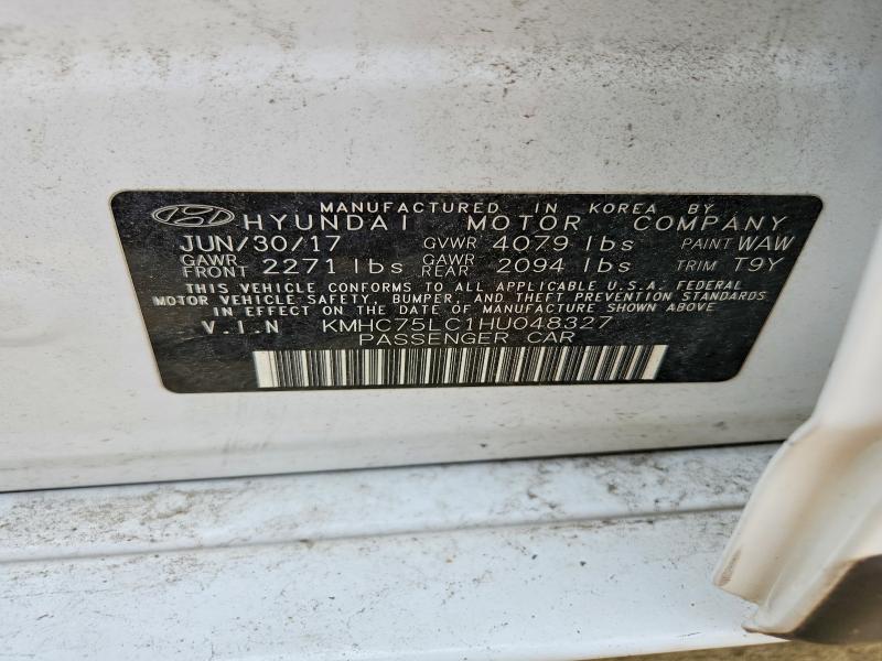 60673266 :رقم المزاد ، KMHC75LC1HU048327 vin ، 2017 Hyundai Ioniq مزاد بيع
