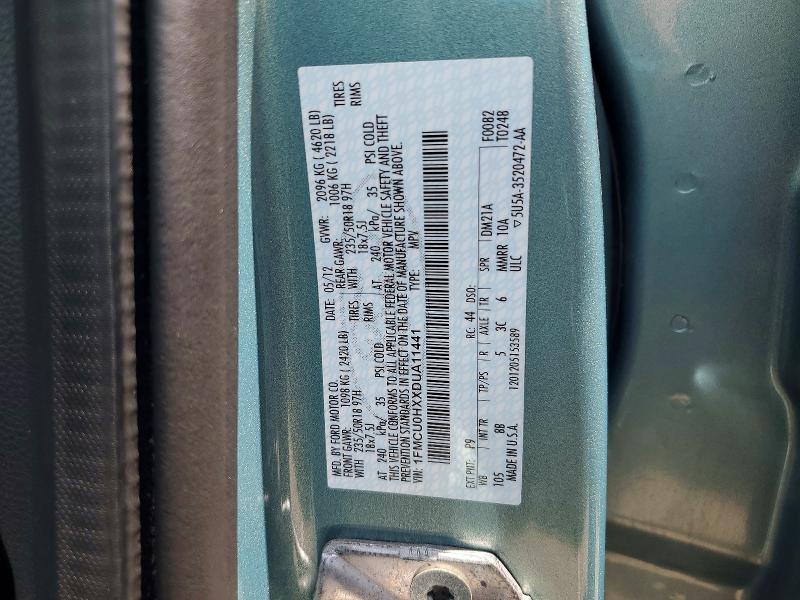 2013 Ford Escape მანქანა იყიდება აუქციონზე, vin: 1FMCU0HXXDUA11441, აუქციონის ნომერი: 59674976