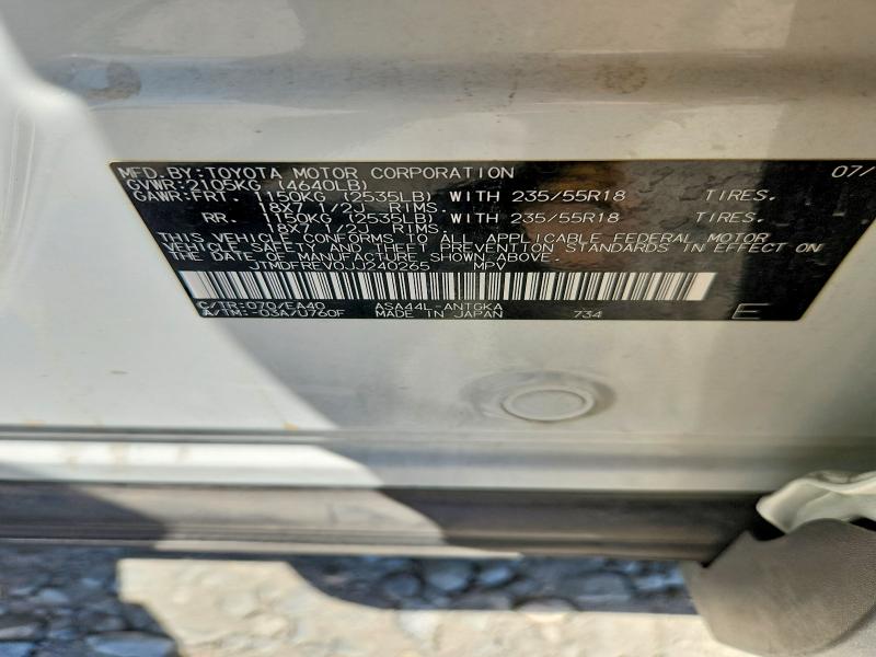 61332006 :رقم المزاد ، JTMDFREV0JJ240265 vin ، 2018 Toyota Rav4 مزاد بيع