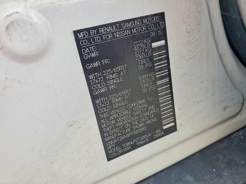 2015 Nissan Rogue მანქანა იყიდება აუქციონზე, vin: KNMAT2MV8FP581583, აუქციონის ნომერი: 61864696