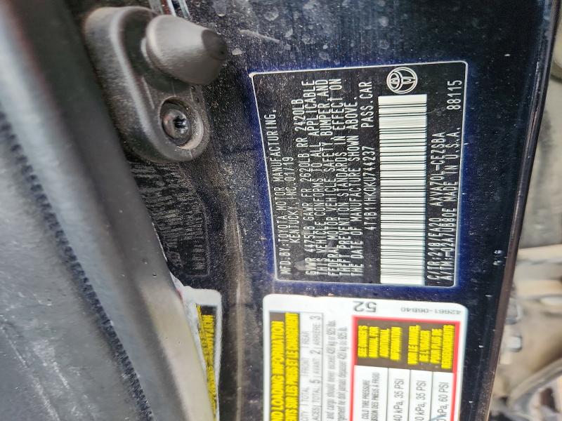 Aukcja sprzedaży 2019 Toyota Camry, vin: 4T1B11HK0KU744237, numer aukcji: 61335246