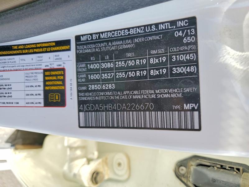 61321346 :رقم المزاد ، 4JGDA5HB4DA226670 vin ، 2013 Mercedes-benz Ml مزاد بيع
