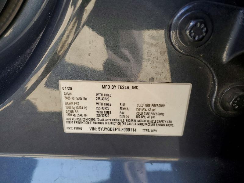 61635176 :رقم المزاد ، 5YJYGDEF1LF000114 vin ، 2020 Tesla Model Y مزاد بيع