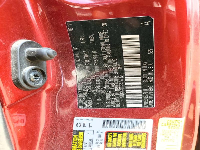 Aukcja sprzedaży 2016 Toyota Sienna, vin: 5TDKK3DCXGS727324, numer aukcji: 61033946