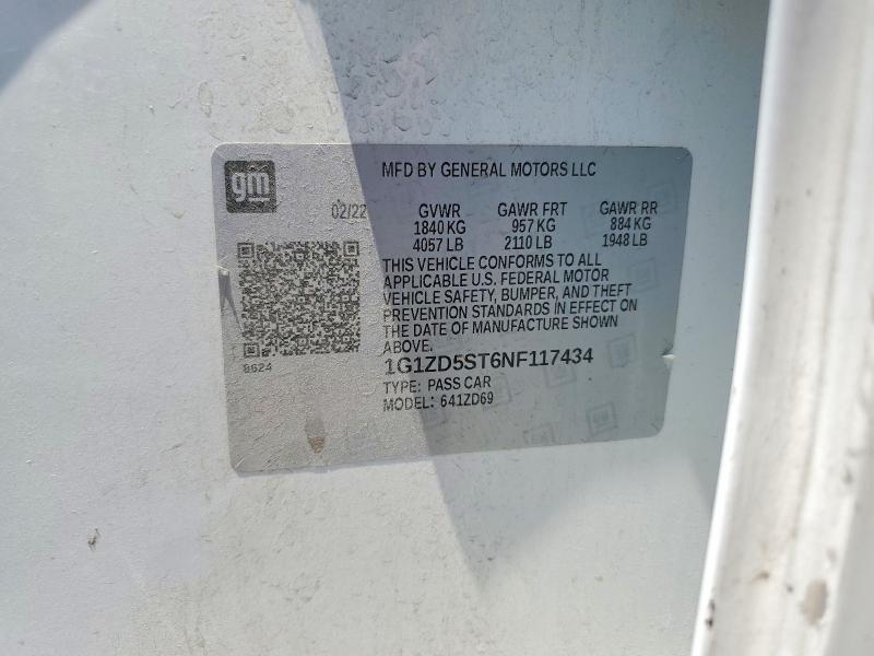 61530916 :رقم المزاد ، 1G1ZD5ST6NF117434 vin ، 2022 Chevrolet Malibu مزاد بيع