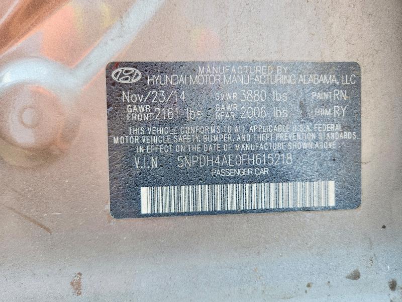 Продаж на аукціоні авто 2015 Hyundai Elantra, vin: 5NPDH4AE0FH615218, номер лоту: 61985216