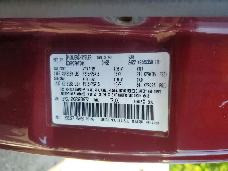 Продаж на аукціоні авто 2002 Dodge Dakota, vin: 1B7GL12X52S650777, номер лоту: 62227426