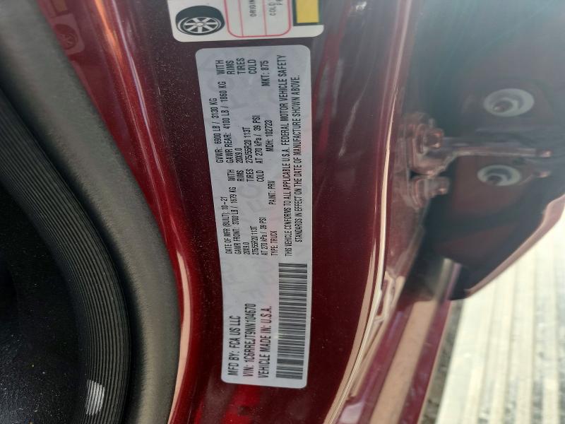 59626466 :رقم المزاد ، 1C6RREJT9NN104670 vin ، 2022 Ram 1500 مزاد بيع