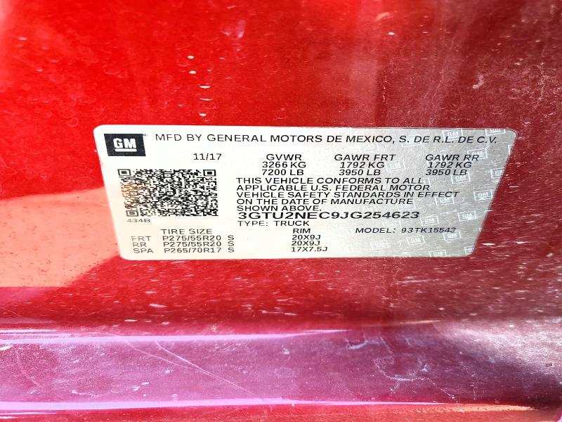 63179666 :رقم المزاد ، 3GTU2NEC9JG254623 vin ، 2018 Gmc Sierra مزاد بيع