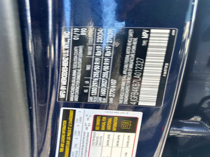 61538976 :رقم المزاد ، 4JGFB4KB7LA012327 vin ، 2020 Mercedes-benz Gle مزاد بيع