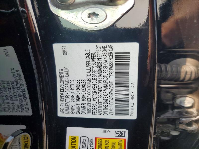 Aukcja sprzedaży 2021 Honda Accord, vin: 1HGCV2F39MA028683, numer aukcji: 60761286