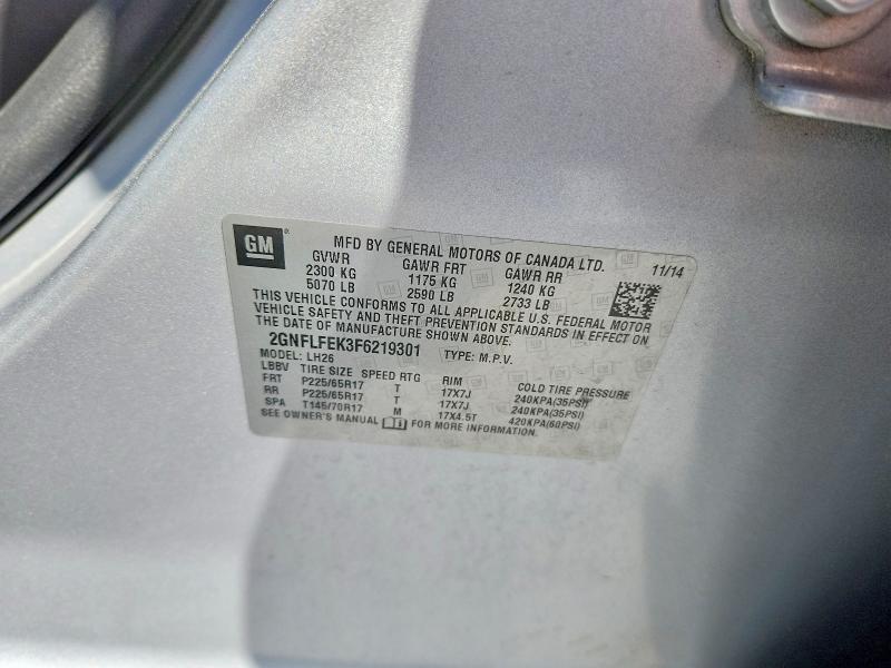 Продажа на аукционе авто 2015 Chevrolet Equinox, vin: 2GNFLFEK3F6219301, номер лота: 59827656