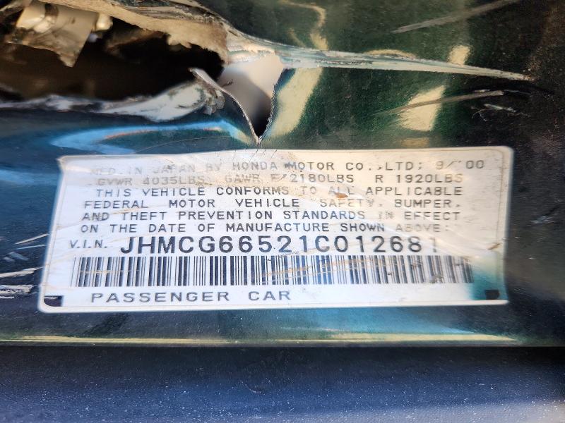 Продаж на аукціоні авто 2001 Honda Accord Lx, vin: JHMCG66521C012681, номер лоту: 61979836