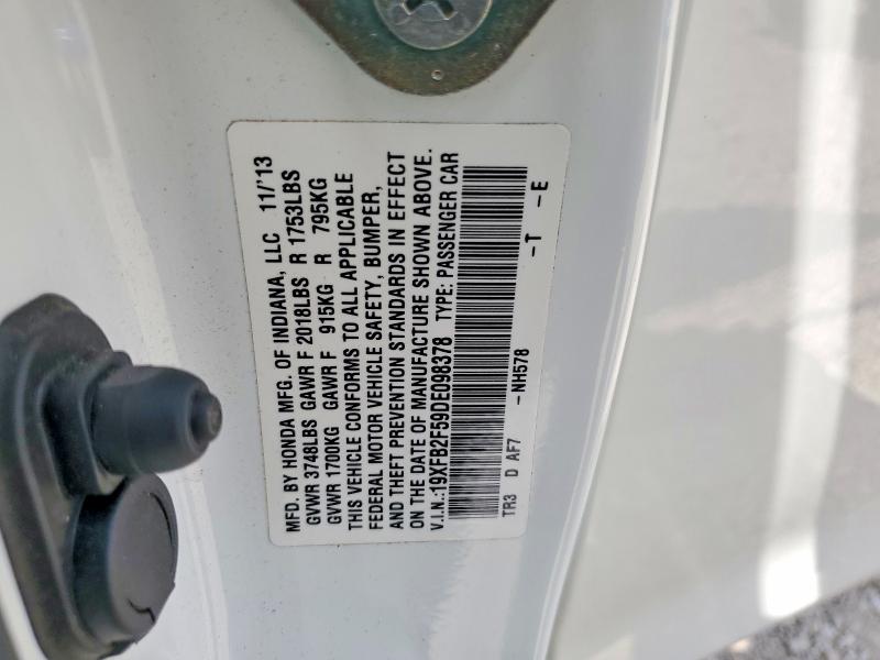 Aukcja sprzedaży 2013 Honda Civic, vin: 19XFB2F59DE098378, numer aukcji: 62247586