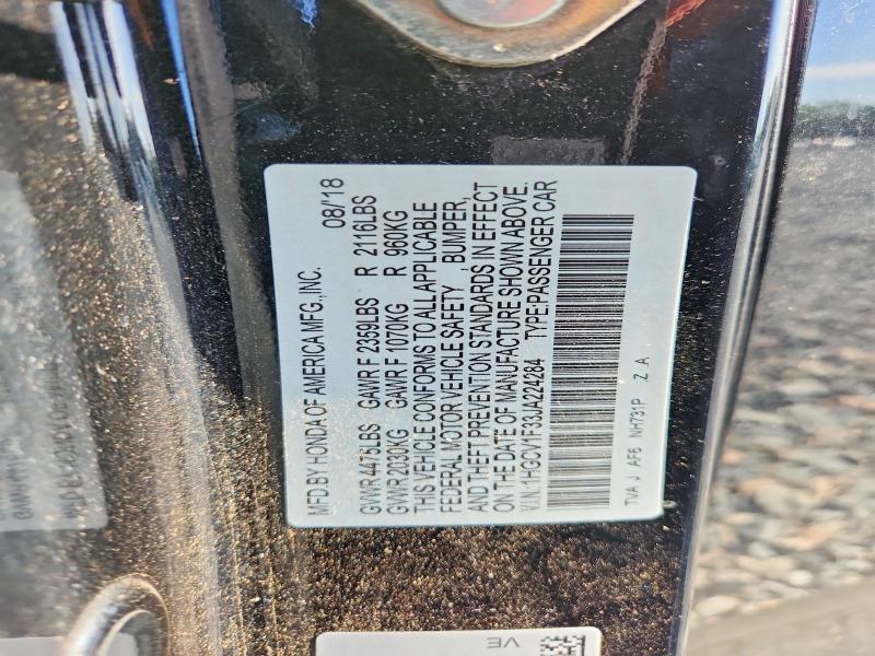 Aukcja sprzedaży 2018 Honda Accord, vin: 1HGCV1F33JA224284, numer aukcji: 60576656
