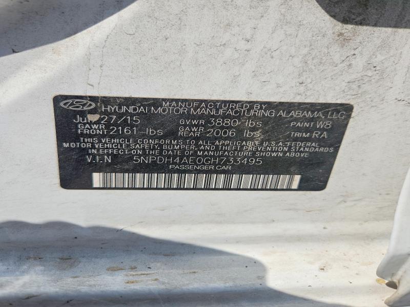 61978056 :رقم المزاد ، 5NPDH4AE0GH733495 vin ، 2016 Hyundai Elantra مزاد بيع