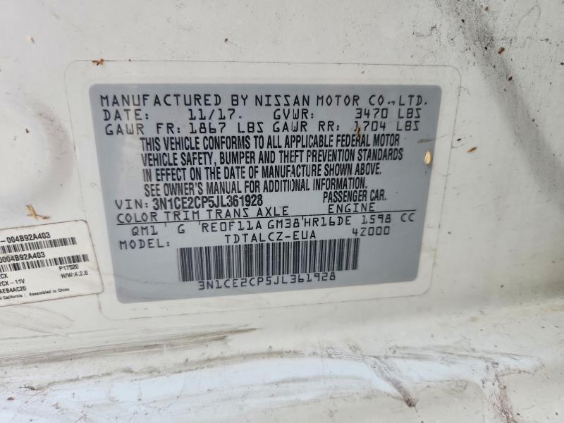 Aukcja sprzedaży 2018 Nissan Versa Note, vin: 3N1CE2CP5JL361928, numer aukcji: 63137186