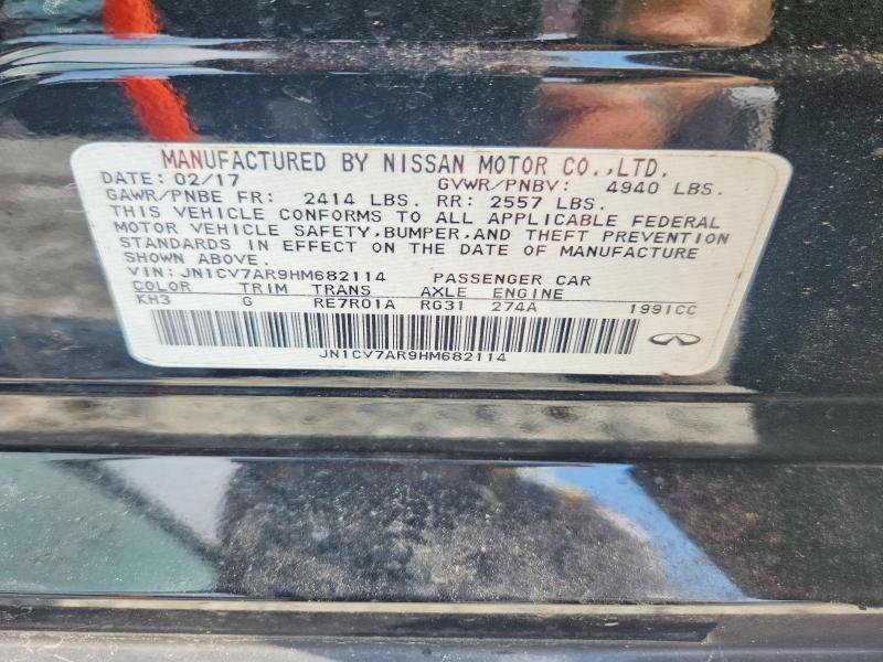 60116906 :رقم المزاد ، JN1CV7AR9HM682114 vin ، 2017 Infiniti Q50 مزاد بيع