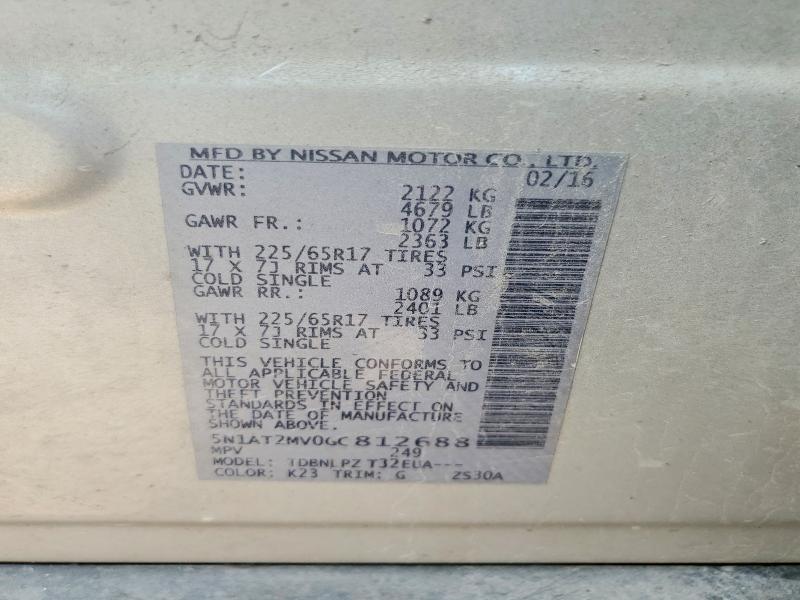 Продажа на аукционе авто 2016 Nissan Rogue, vin: 5N1AT2MV0GC812688, номер лота: 59884836