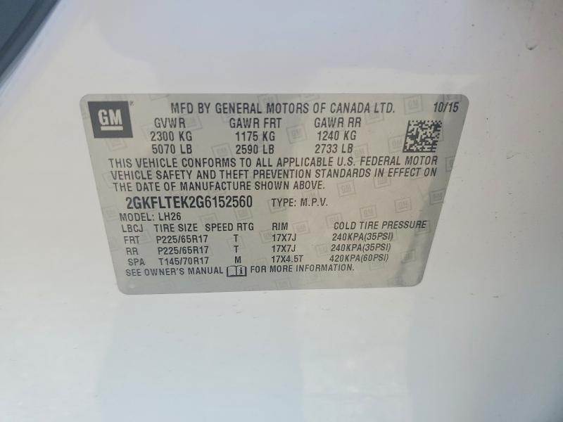 Продаж на аукціоні авто 2016 Gmc Terrain, vin: 2GKFLTEK2G6152560, номер лоту: 60553996