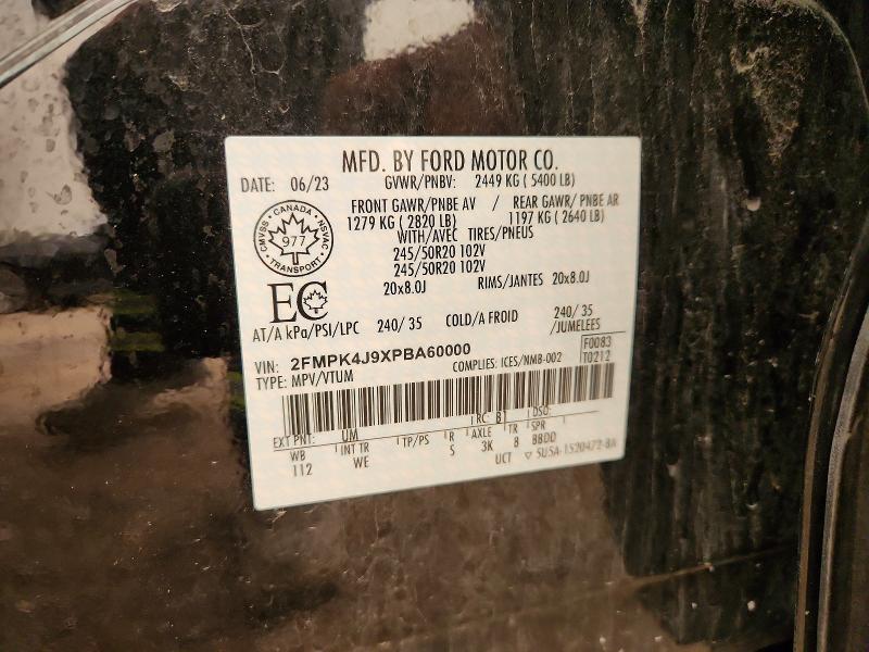 2023 Ford Edge მანქანა იყიდება აუქციონზე, vin: 2FMPK4J9XPBA60000, აუქციონის ნომერი: 60840056