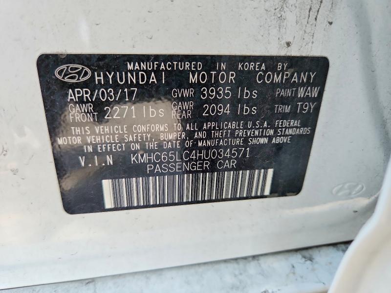 59883996 :رقم المزاد ، KMHC65LC4HU034571 vin ، 2017 Hyundai Ioniq مزاد بيع