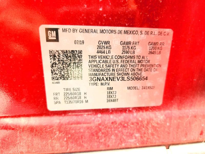 Aukcja sprzedaży 2020 Chevrolet Equinox, vin: 3GNAXNEV3LS506654, numer aukcji: 60873136