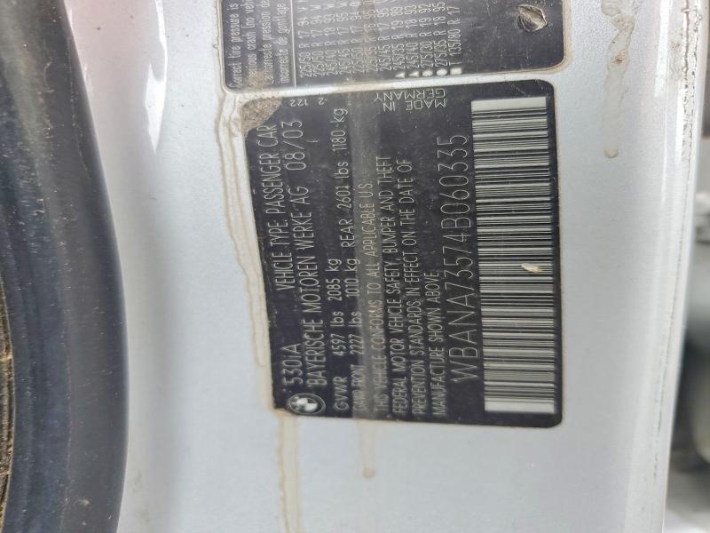 Продажа на аукционе авто 2004 Bmw 530-i, vin: WBANA735748060335, номер лота: 59853326