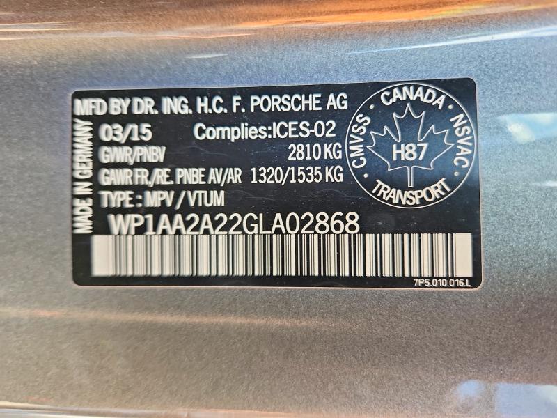 Продажа на аукционе авто 2016 Porsche Cayenne, vin: WP1AA2A22GLA02868, номер лота: 61017486