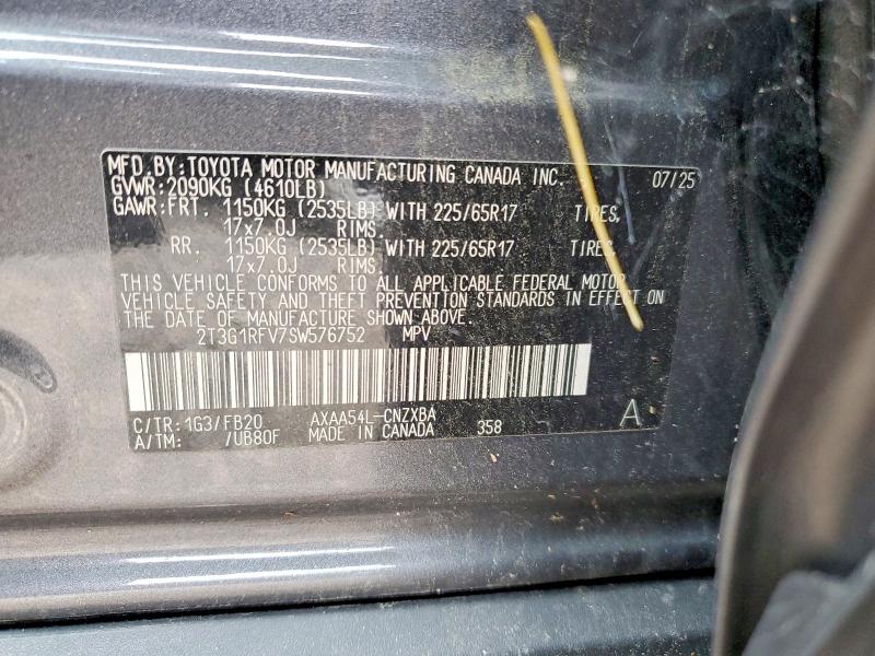 60358816 :رقم المزاد ، 2T3G1RFV7SW576752 vin ، 2025 Toyota Rav4 مزاد بيع