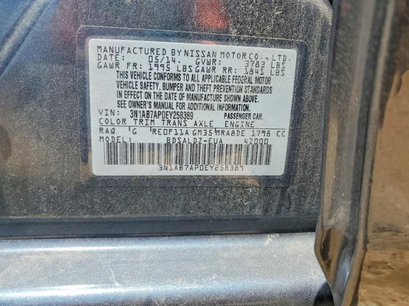 60471946 :رقم المزاد ، 3N1AB7AP0EY258389 vin ، 2014 Nissan Sentra مزاد بيع