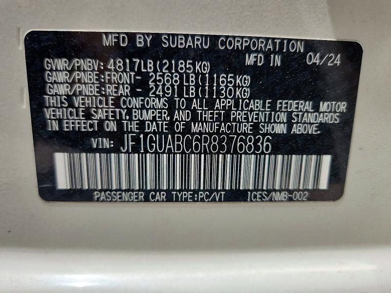Продажа на аукционе авто 2024 Subaru Impreza, vin: JF1GUABC6R8376836, номер лота: 59644796