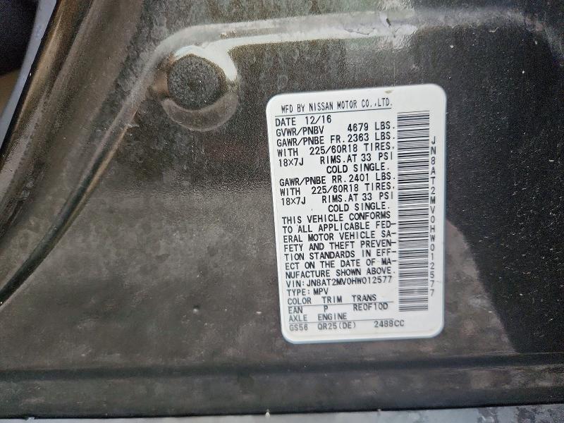 Aukcja sprzedaży 2017 Nissan Rogue, vin: JN8AT2MV0HW012577, numer aukcji: 62541216