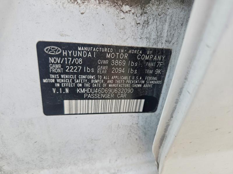 2009 Hyundai Elantra მანქანა იყიდება აუქციონზე, vin: KMHDU46D69U632090, აუქციონის ნომერი: 60810306