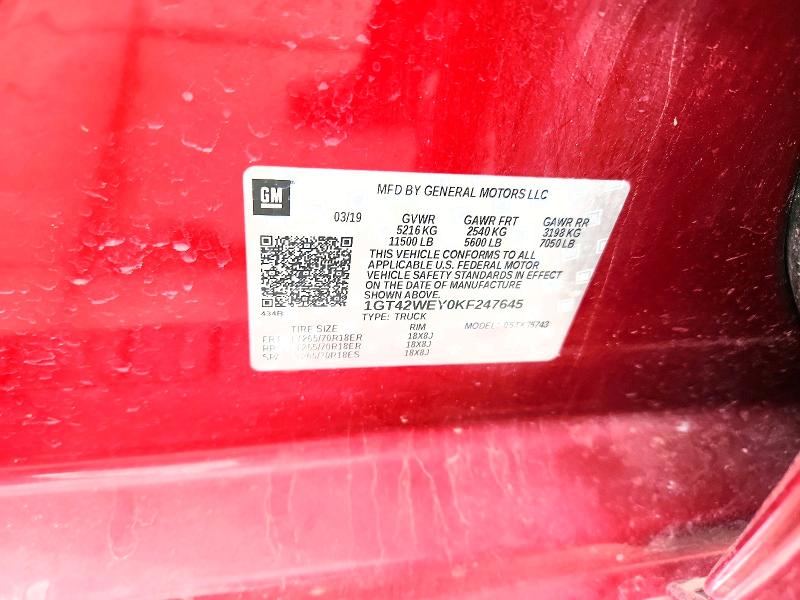 59736236 :رقم المزاد ، 1GT42WEY0KF247645 vin ، 2019 Gmc Sierra مزاد بيع