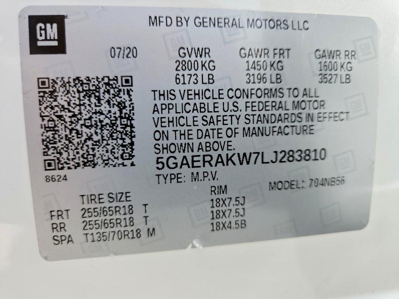 Aukcja sprzedaży 2020 Buick Enclave, vin: 5GAERAKW7LJ283810, numer aukcji: 59384746