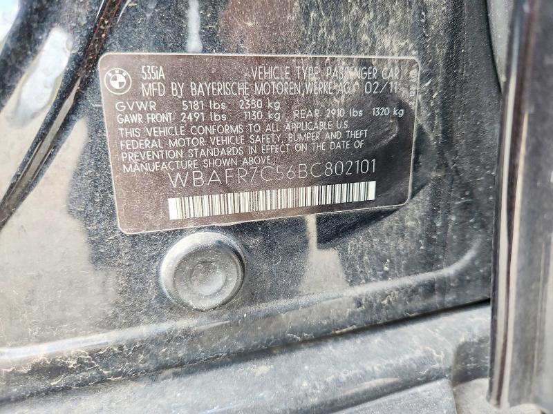 Продаж на аукціоні авто 2011 Bmw 535, vin: WBAFR7C56BC802101, номер лоту: 60096376