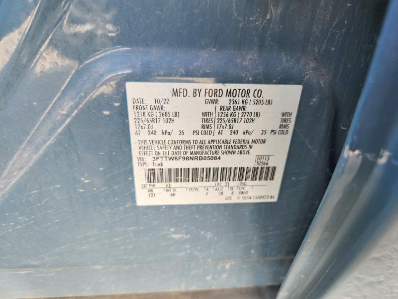 2022 Ford Maverick მანქანა იყიდება აუქციონზე, vin: 3FTTW8F98NRB05084, აუქციონის ნომერი: 96847145