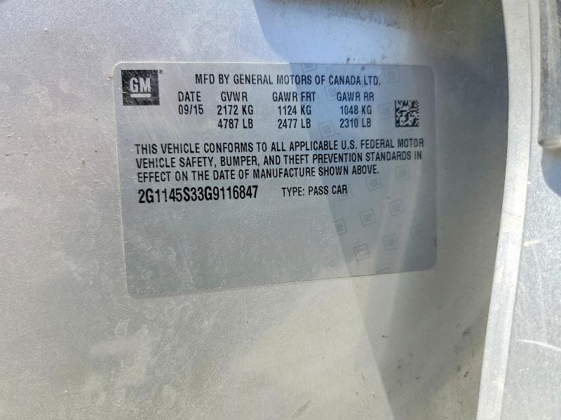 Aukcja sprzedaży 2016 Chevrolet Impala, vin: 2G1145S33G9116847, numer aukcji: 62043256